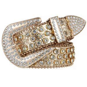 6291 Women Men Gold Rhinestone Belts Bling Western Cowboy Cowgirl Studded